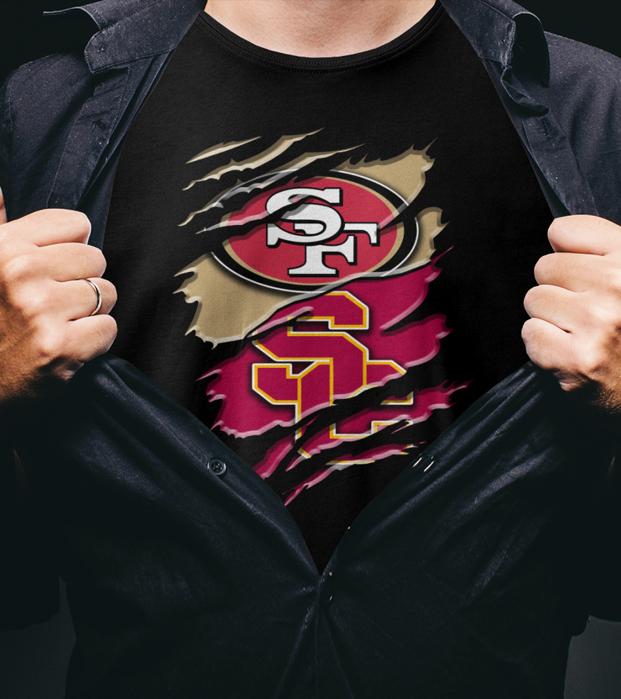 San Francisco 49ers USC Trojans Chest Rip T-Shirt
