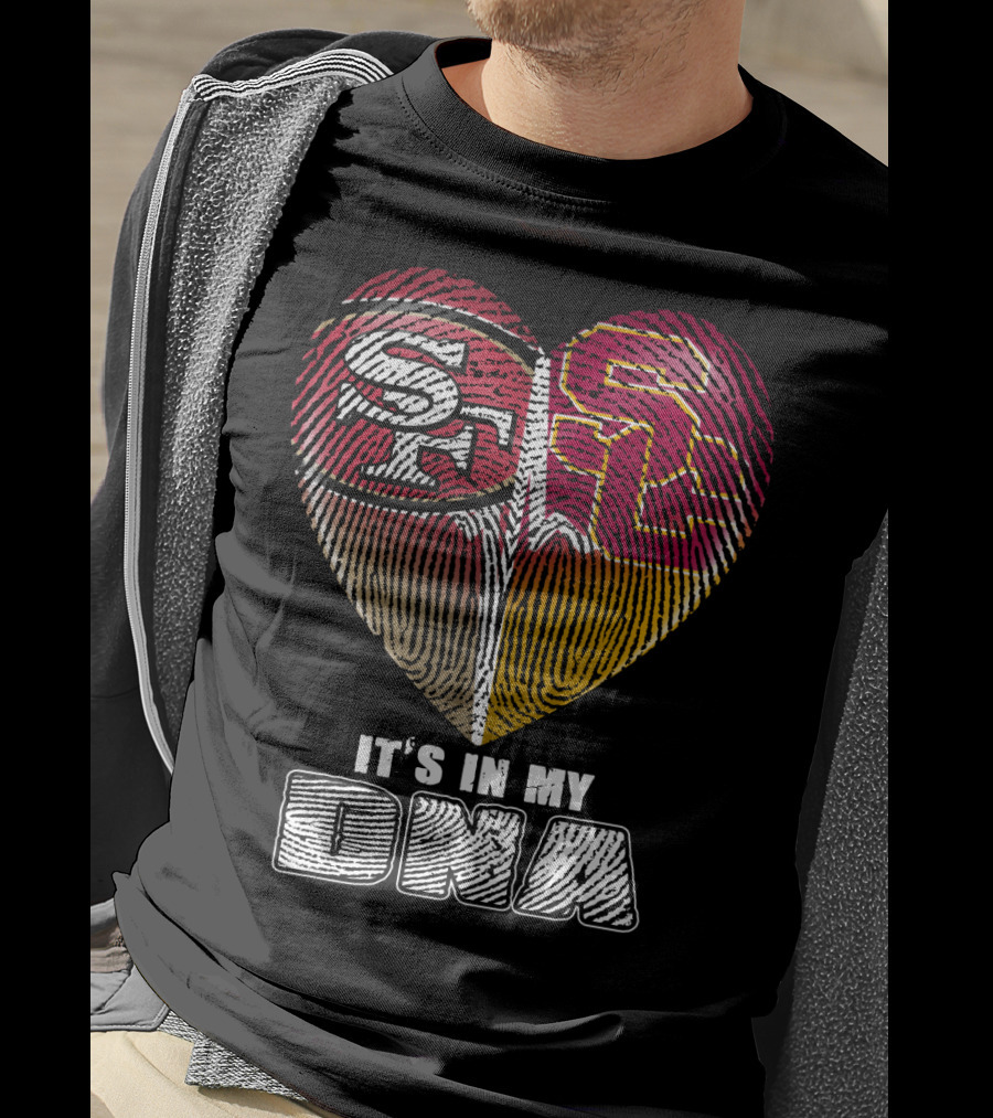 San Francisco 49ers USC Trojans Heart DNA Fingerprint Fan Pride T-Shirt