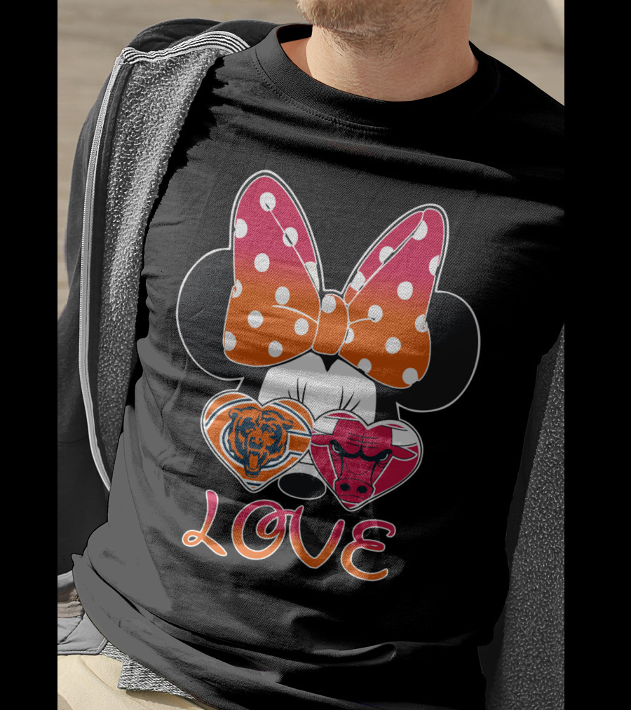 Minnie Mouse Chicago Bears Bulls Love T-Shirt