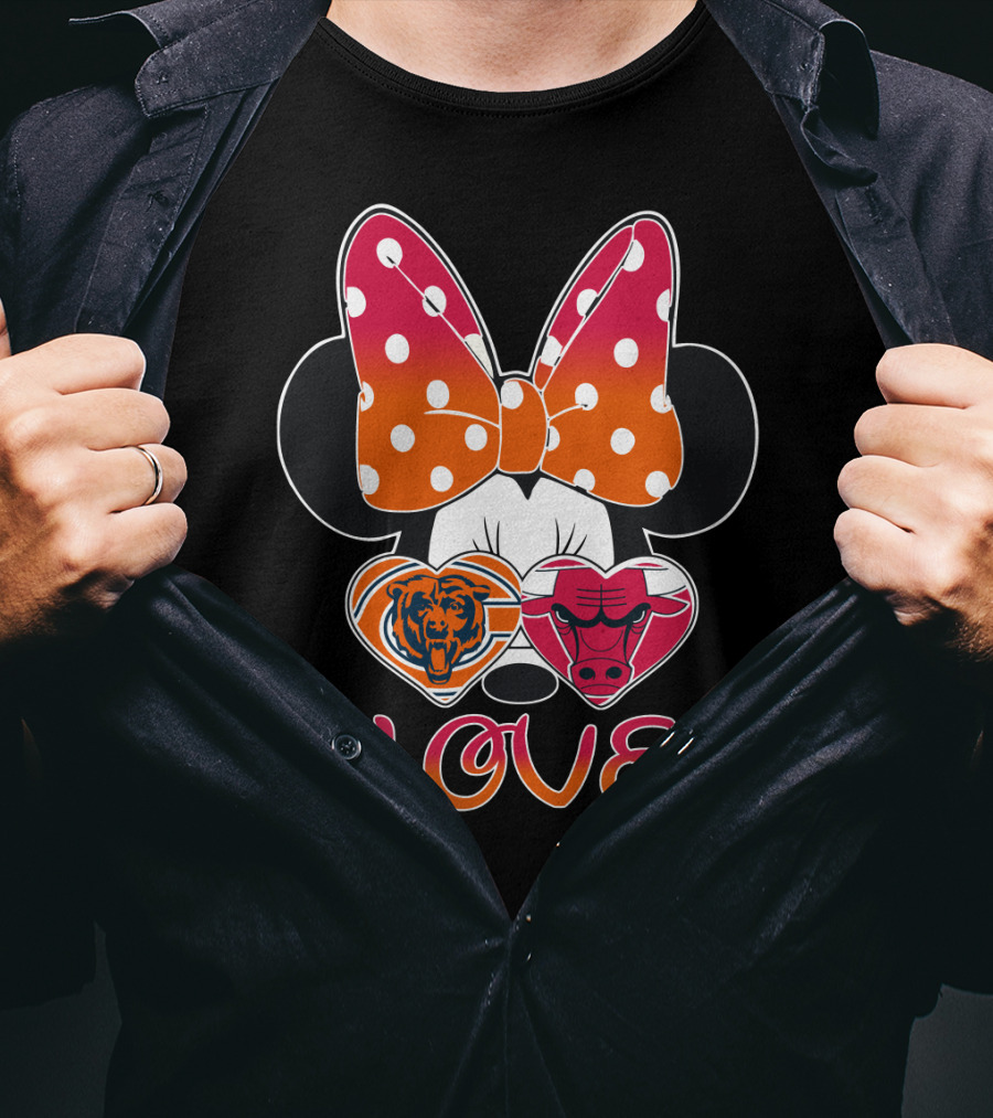 Minnie Mouse Chicago Bears Bulls Love T-Shirt