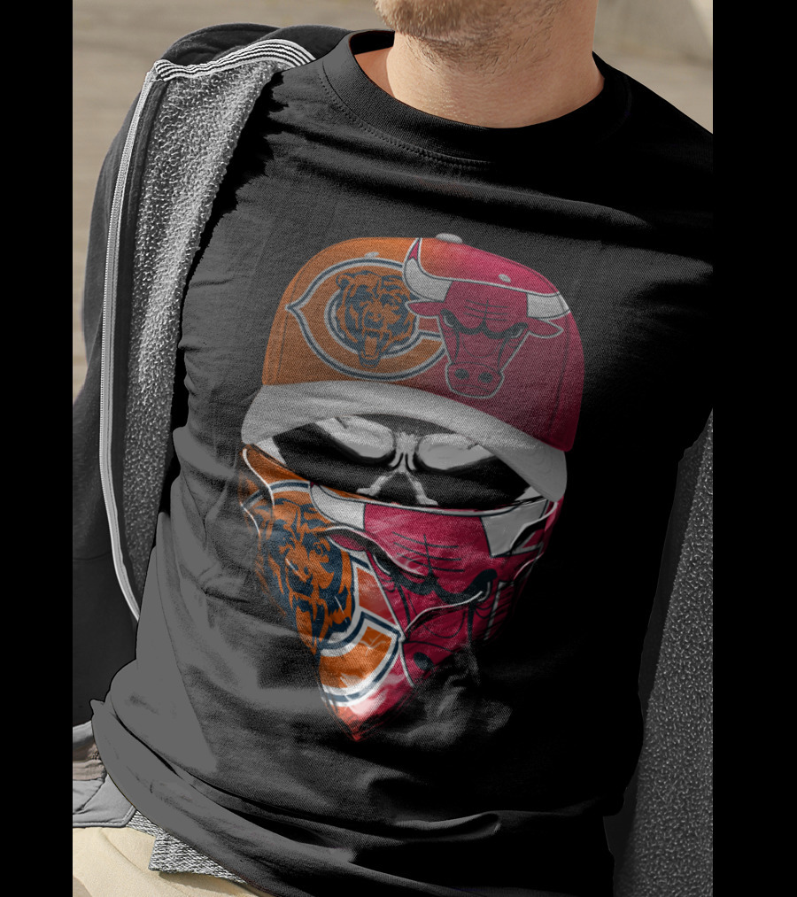 Chicago Bears Bulls Fan Mask Hat T-Shirt