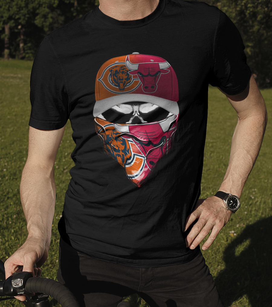 Chicago Bears Bulls Fan Mask Hat T-Shirt