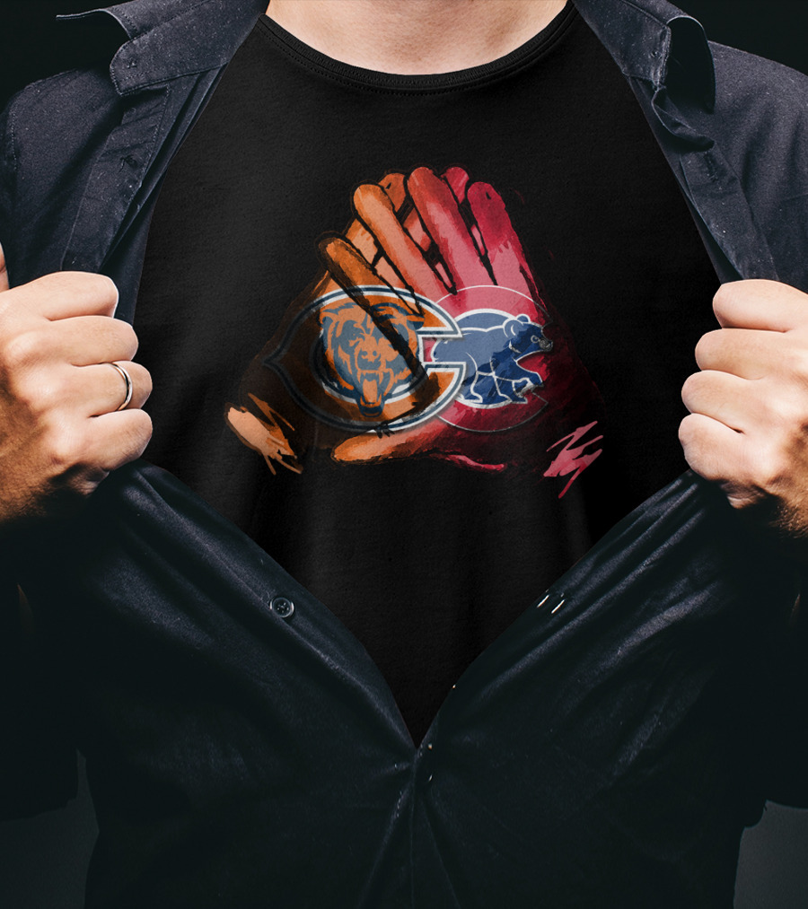 Bears And Cubs For Life Football And Baseball Logos Fusion T-Shirt