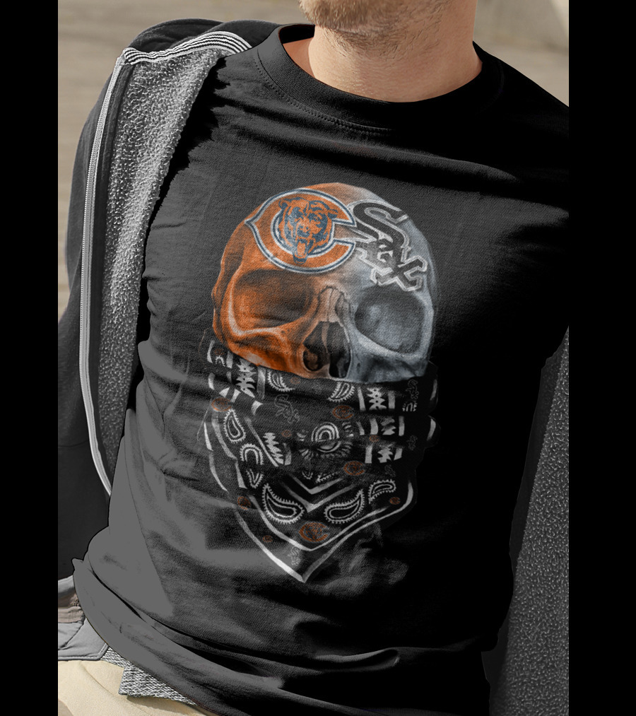 Chicago Bears Chicago White Sox Skull Bandana T-Shirt
