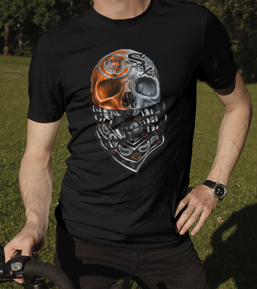 Chicago Bears Chicago White Sox Skull Bandana T-Shirt