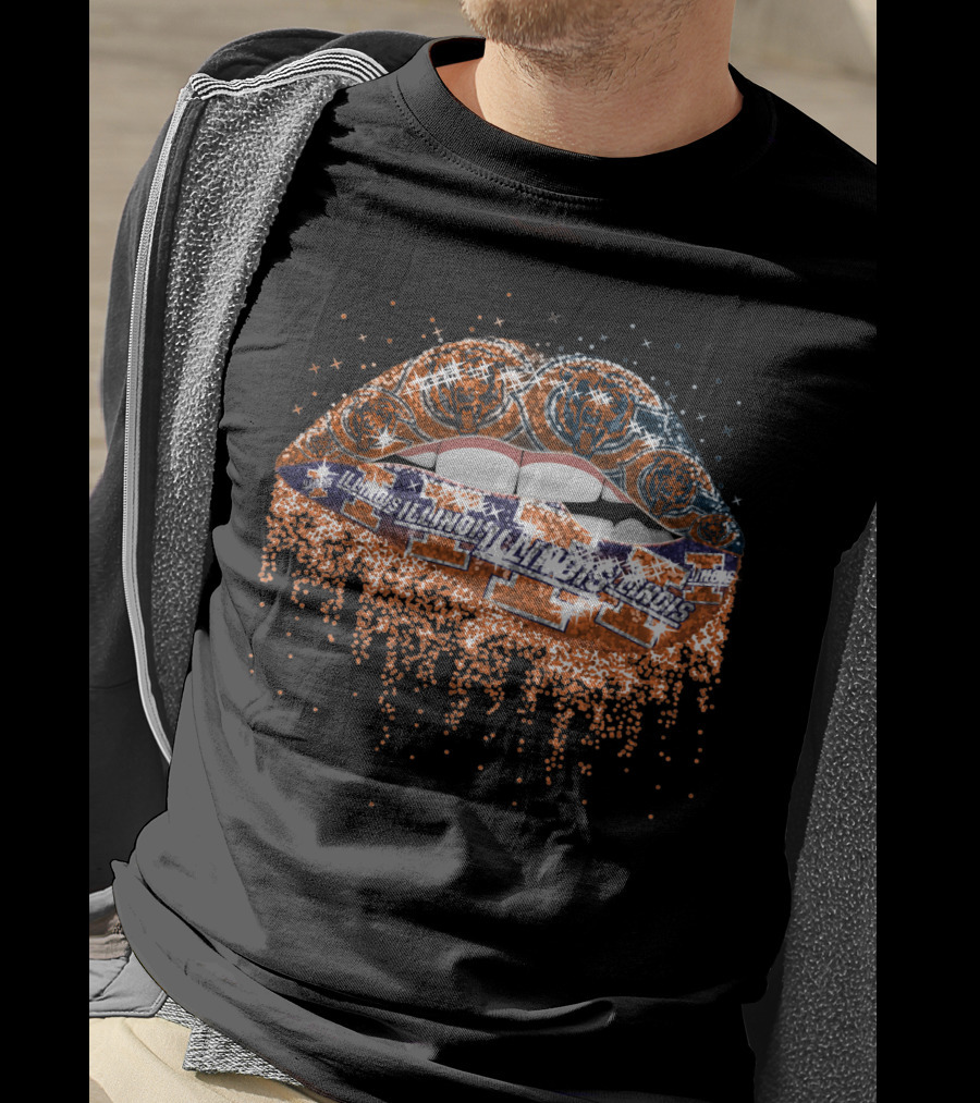 Illinois Fighting Illini Lips Glitter T-Shirt