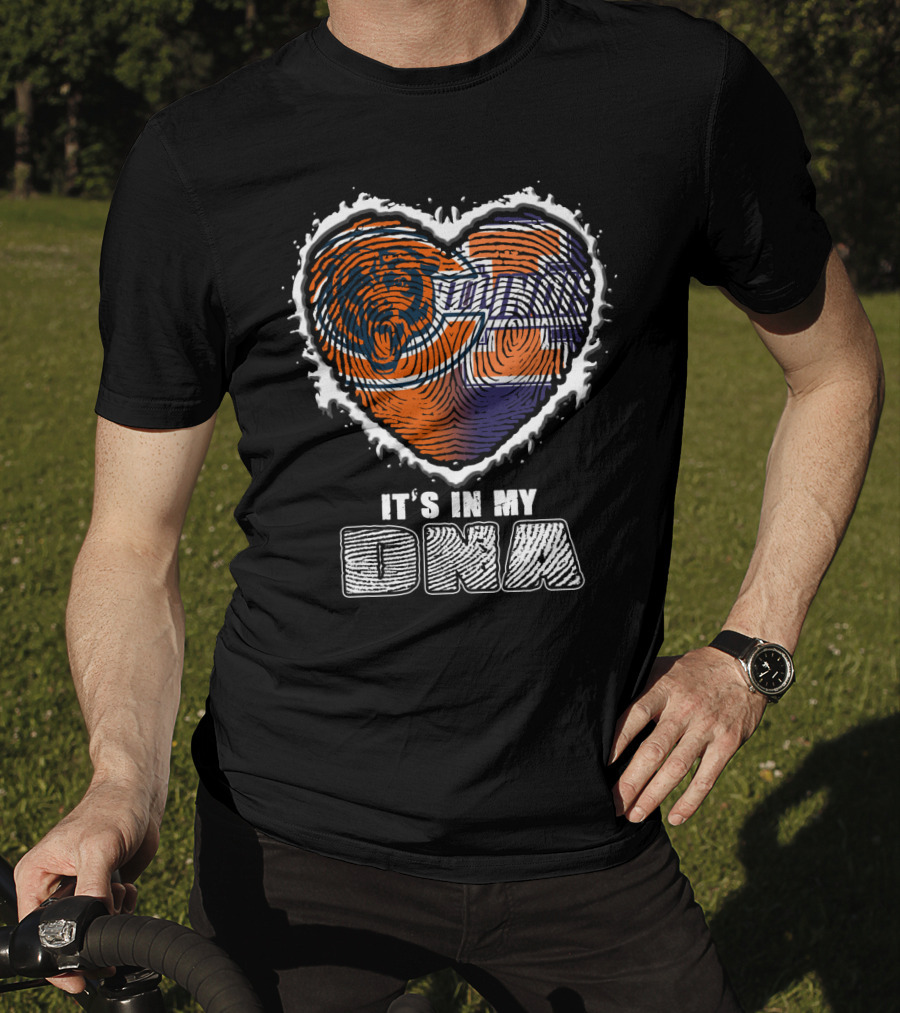 Chicago Bears It's In My Dna Heart Fingerprint T-Shirt