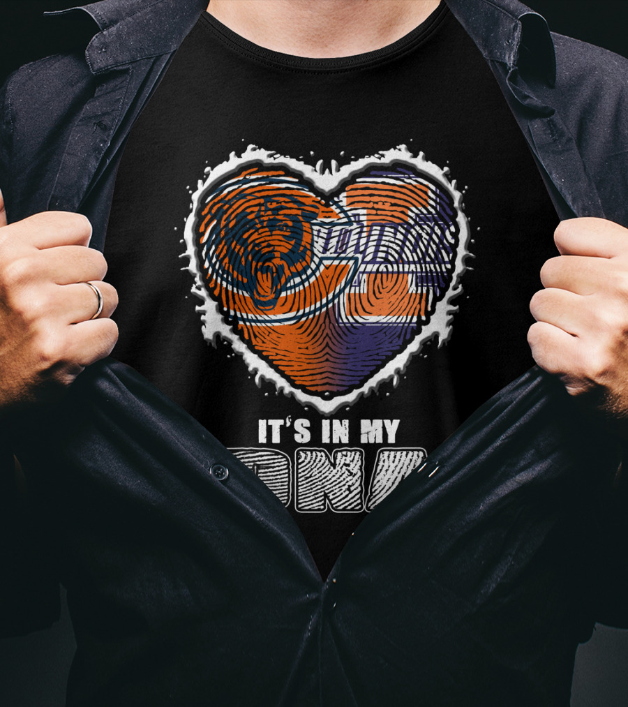 Chicago Bears It's In My Dna Heart Fingerprint T-Shirt