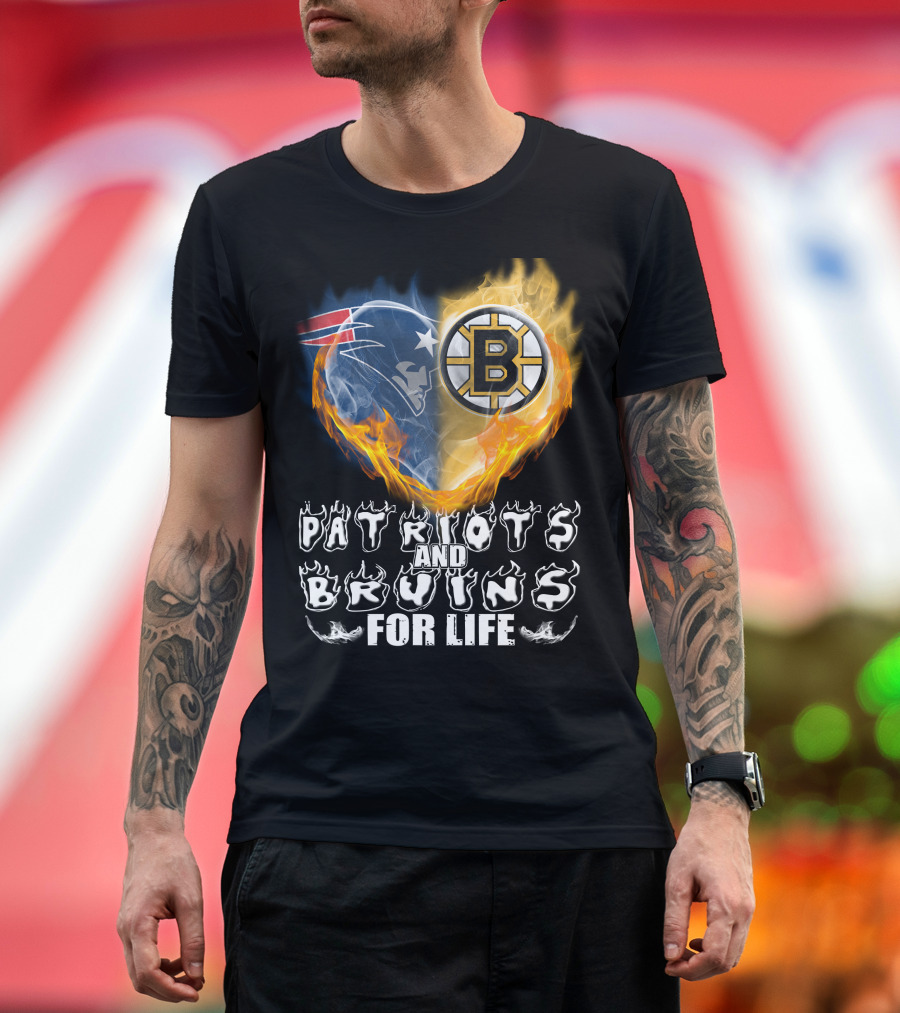 Patriots And Bruins For Life Nfl Nhl Sports Fan T-Shirt