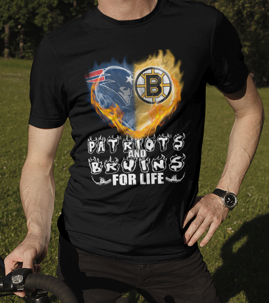 Patriots And Bruins For Life Nfl Nhl Sports Fan T-Shirt