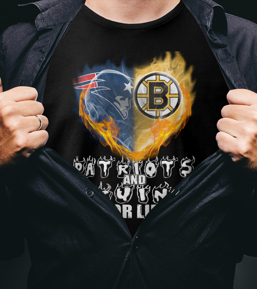 Patriots And Bruins For Life Nfl Nhl Sports Fan T-Shirt