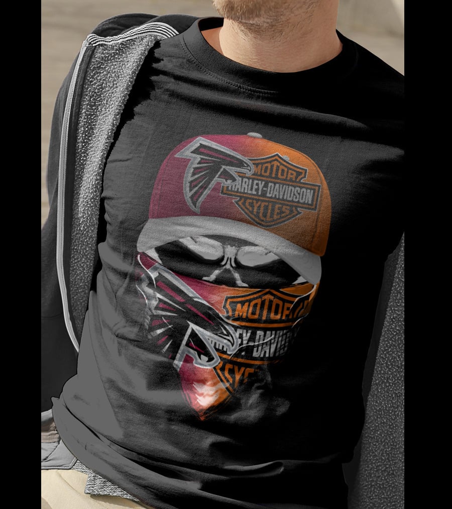 Atlanta Falcons Harley Davidson Motorcycles Mask Hat Combo T-Shirt