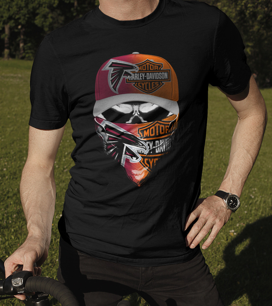 Atlanta Falcons Harley Davidson Motorcycles Mask Hat Combo T-Shirt