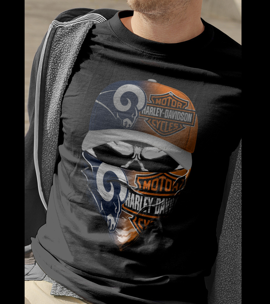 Motorcycles Rams 18Hl Skull Mask Hat Moto Cycles T-Shirt
