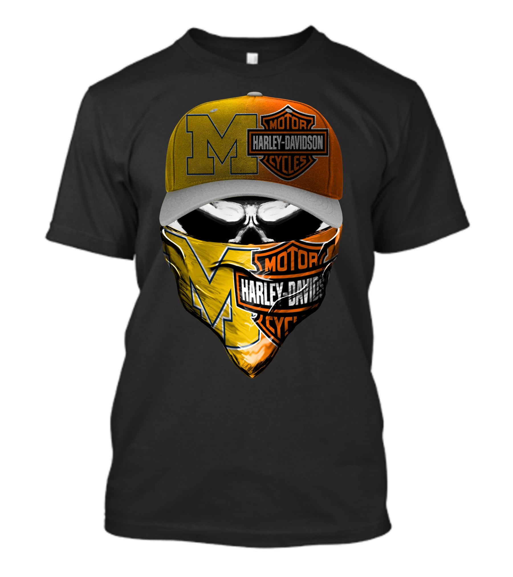 Harley Davidson Motorcycles Skull With M Logo Hat And Bandana T-Shirt