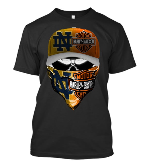 Notre Dame Fighting Irish Harley Davidson Skull Mask Combo T-Shirt