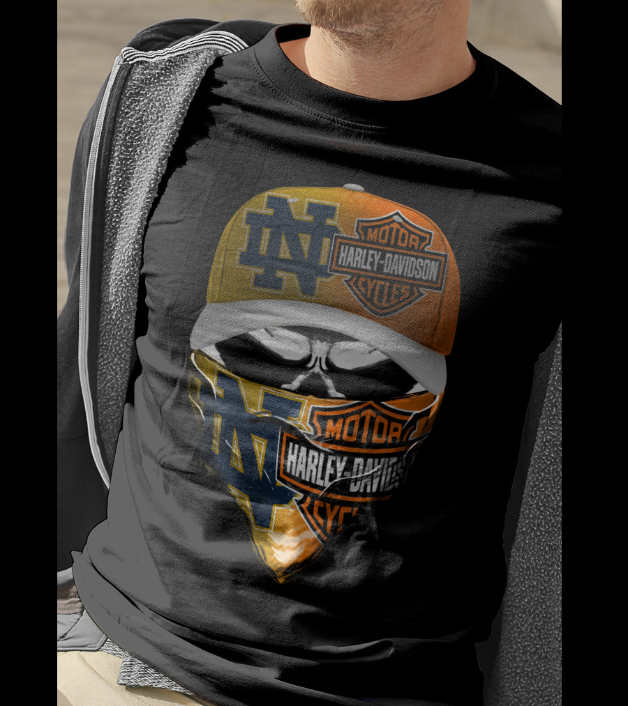 Notre Dame Fighting Irish Harley Davidson Skull Mask Combo T-Shirt