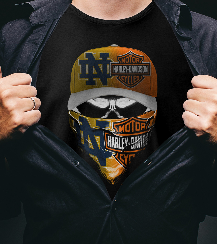 Notre Dame Fighting Irish Harley Davidson Skull Mask Combo T-Shirt