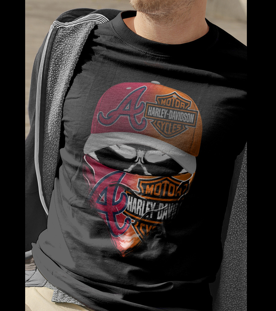 Atlanta Braves Harley Davidson Mask Fusion T-Shirt
