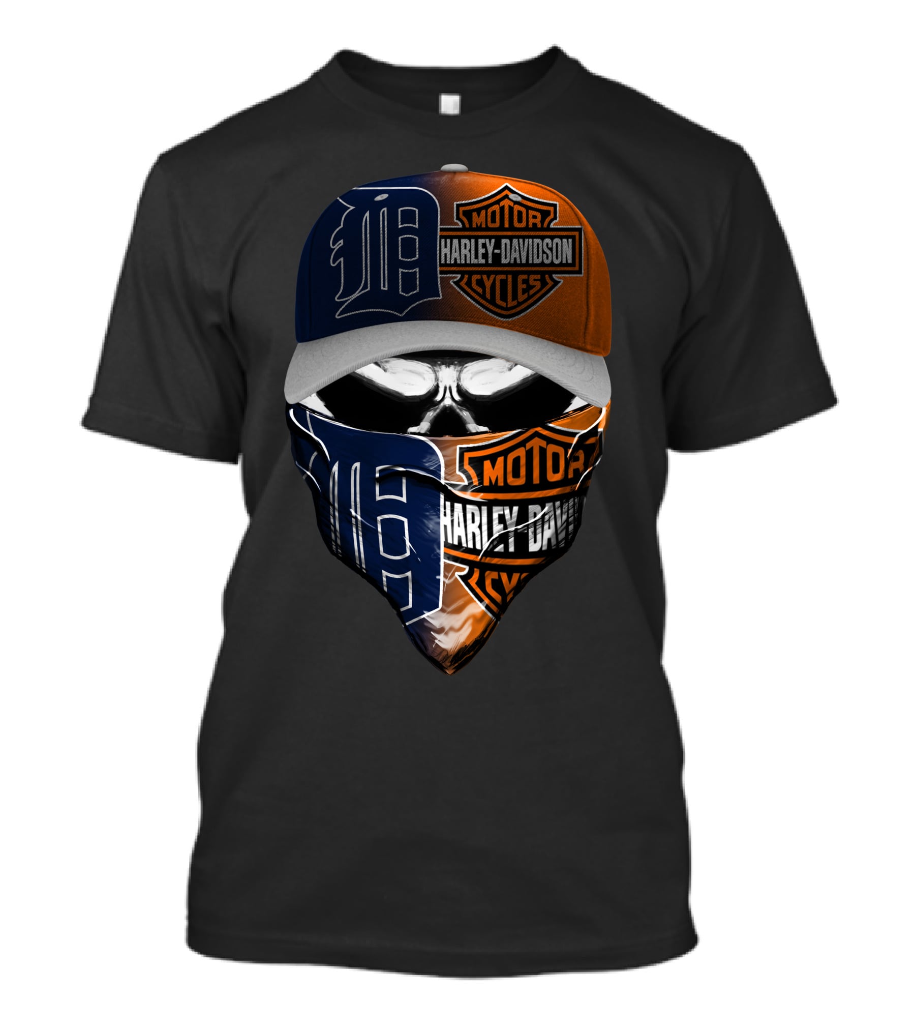 Detroit Tigers Harley Davidson Skull T-Shirt