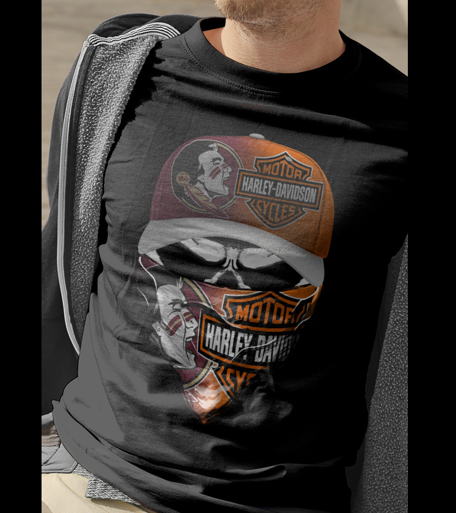 Harley Davidson Motorcycles  Florida Seminoles Face Mask And Cap T-Shirt