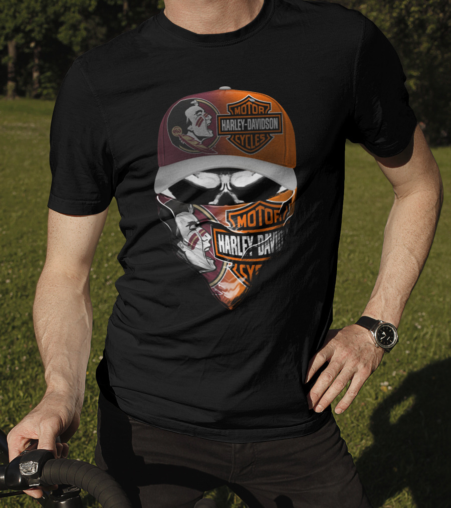 Harley Davidson Motorcycles  Florida Seminoles Face Mask And Cap T-Shirt