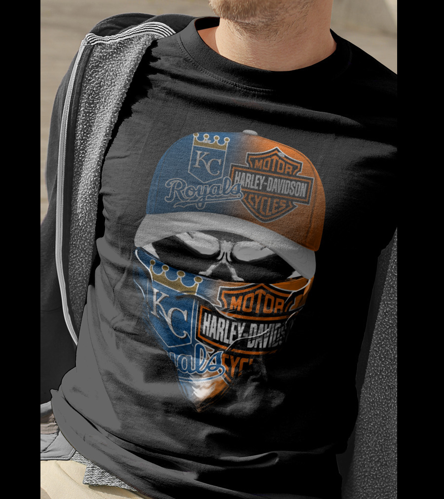 Kc Royals Harley Davidson Motorcycles Skull Mask T-Shirt