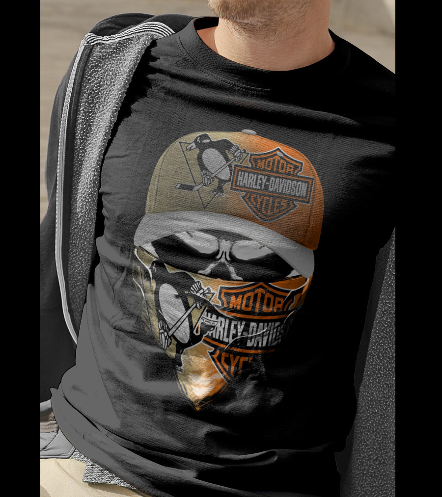 Pittsburgh Penguins Harley Davidson Motorcycles T-Shirt
