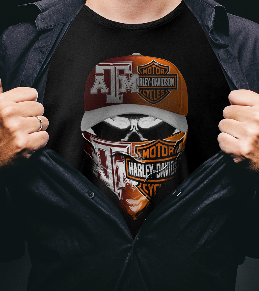 Texas A&M Harley Davidson Bandana And Cap T-Shirt