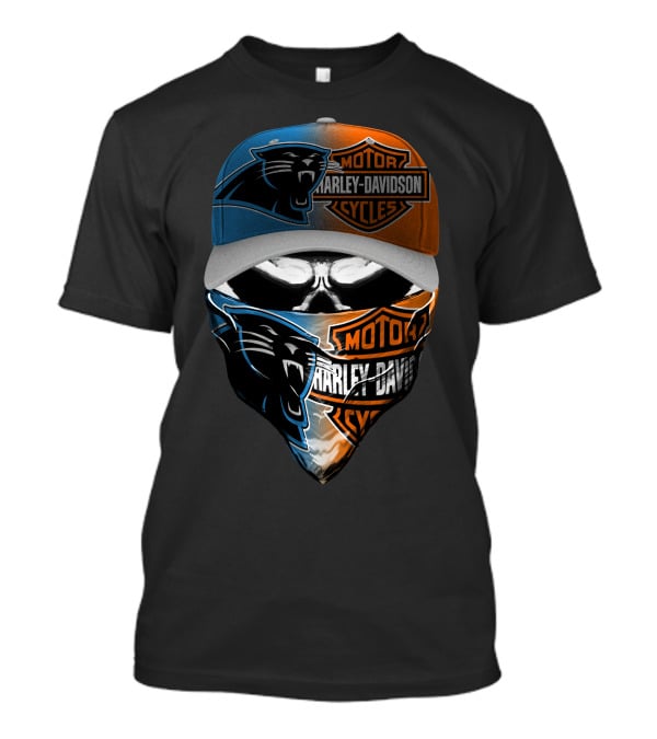 Harley Davidson Motor Cycles Skull Bandana Split Panthers Helmet T-Shirt