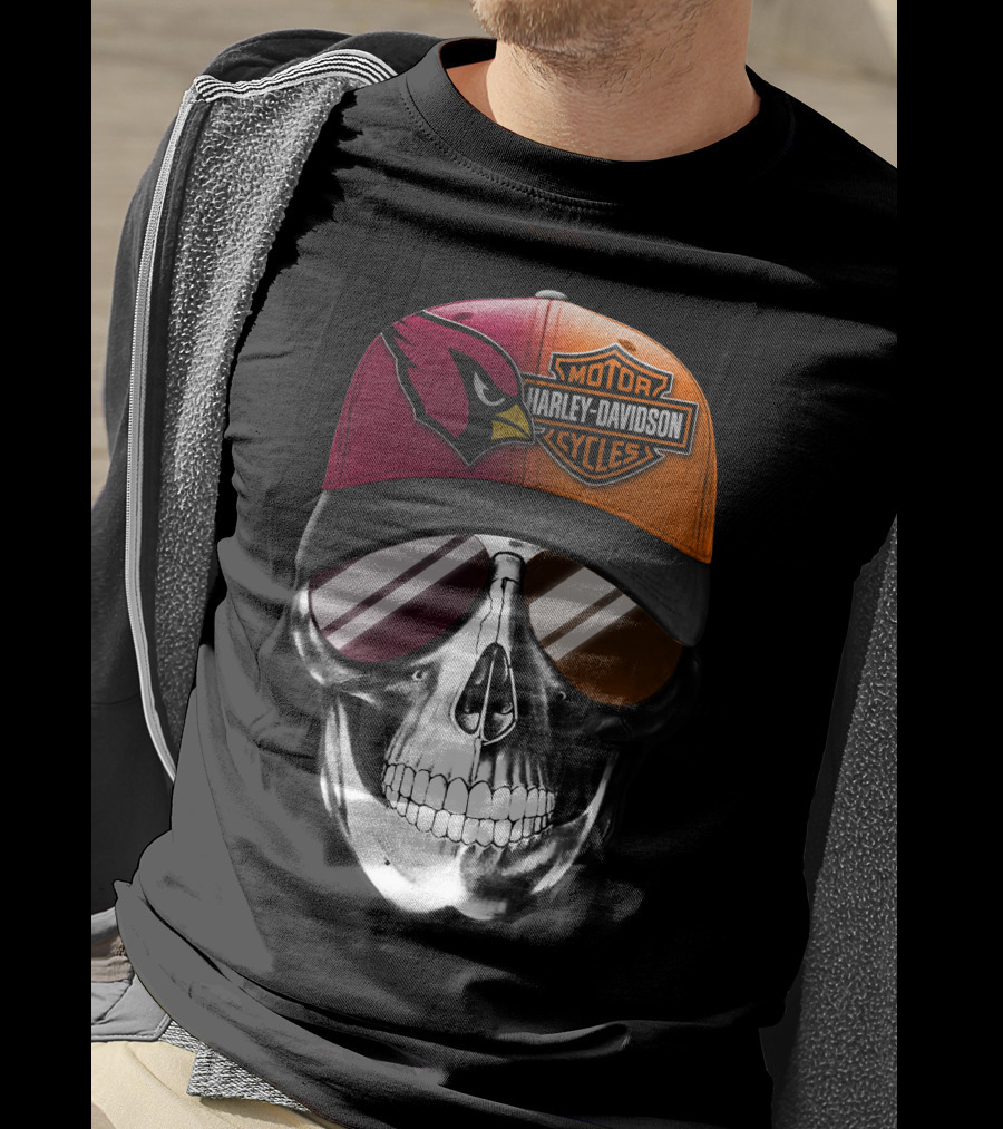 Harley Davidson Arizona Cardinals Skull T-Shirt