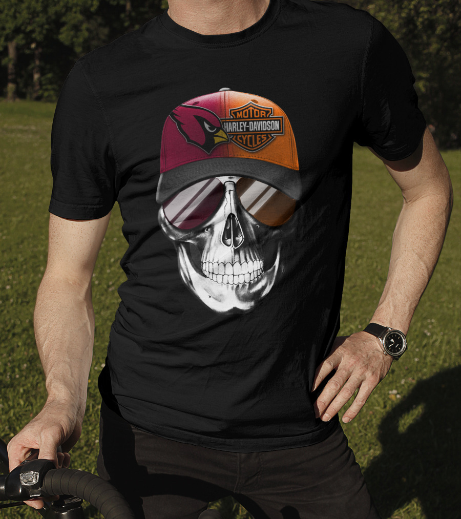 Harley Davidson Arizona Cardinals Skull T-Shirt