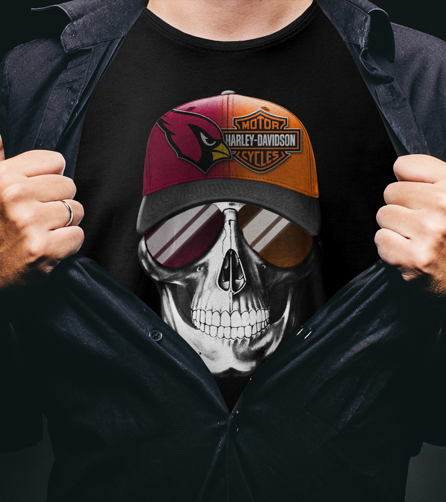 Harley Davidson Arizona Cardinals Skull T-Shirt