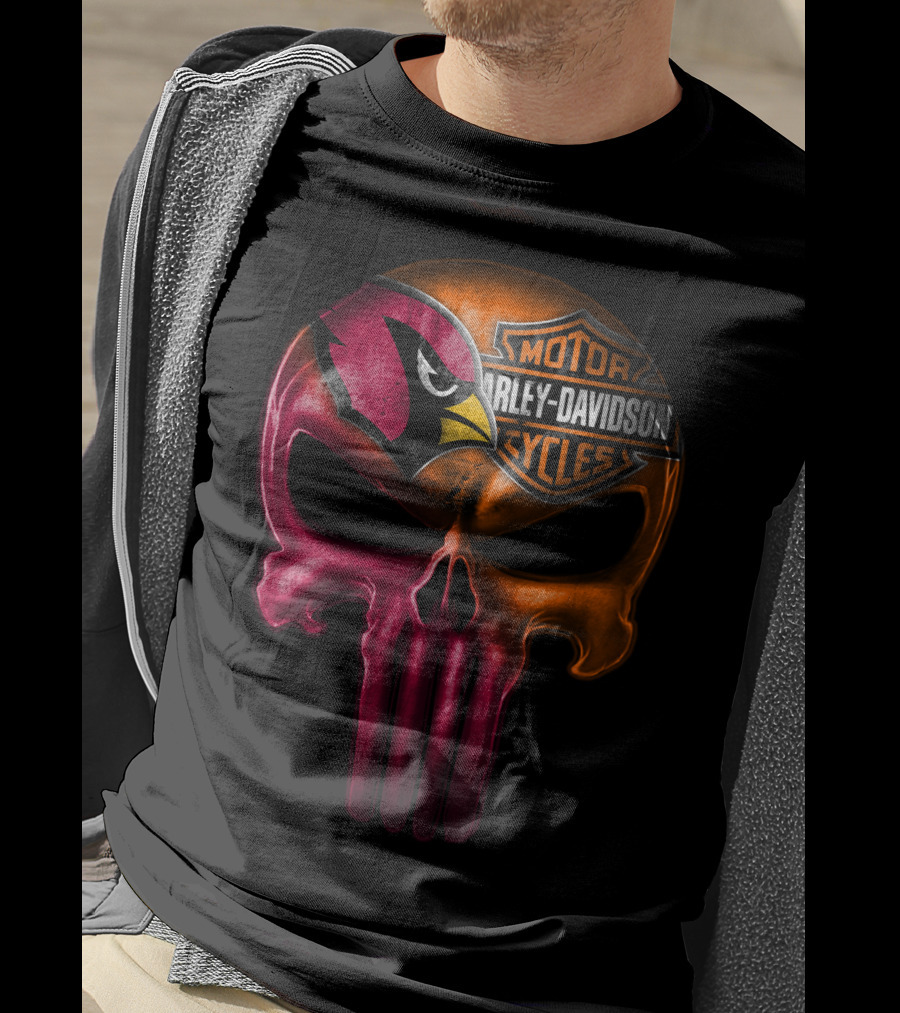 Arizona Cardinals Harley Davidson Skull T-Shirt