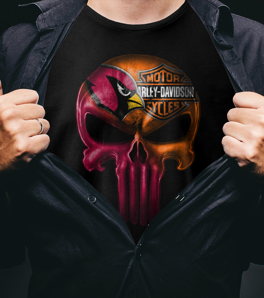 Arizona Cardinals Harley Davidson Skull T-Shirt