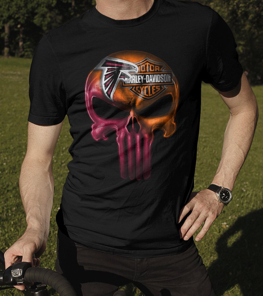Atlanta Falcons Harley Davidson Punisher Skull T-Shirt