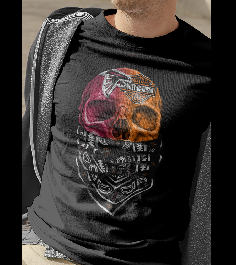 Harley Davidson Atlanta Falcons Skull Bandana T-Shirt