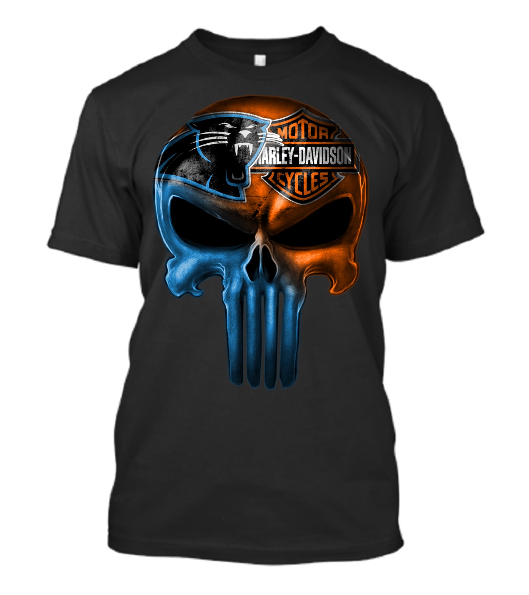 Carolina Panthers Harley Davidson Skull T-Shirt