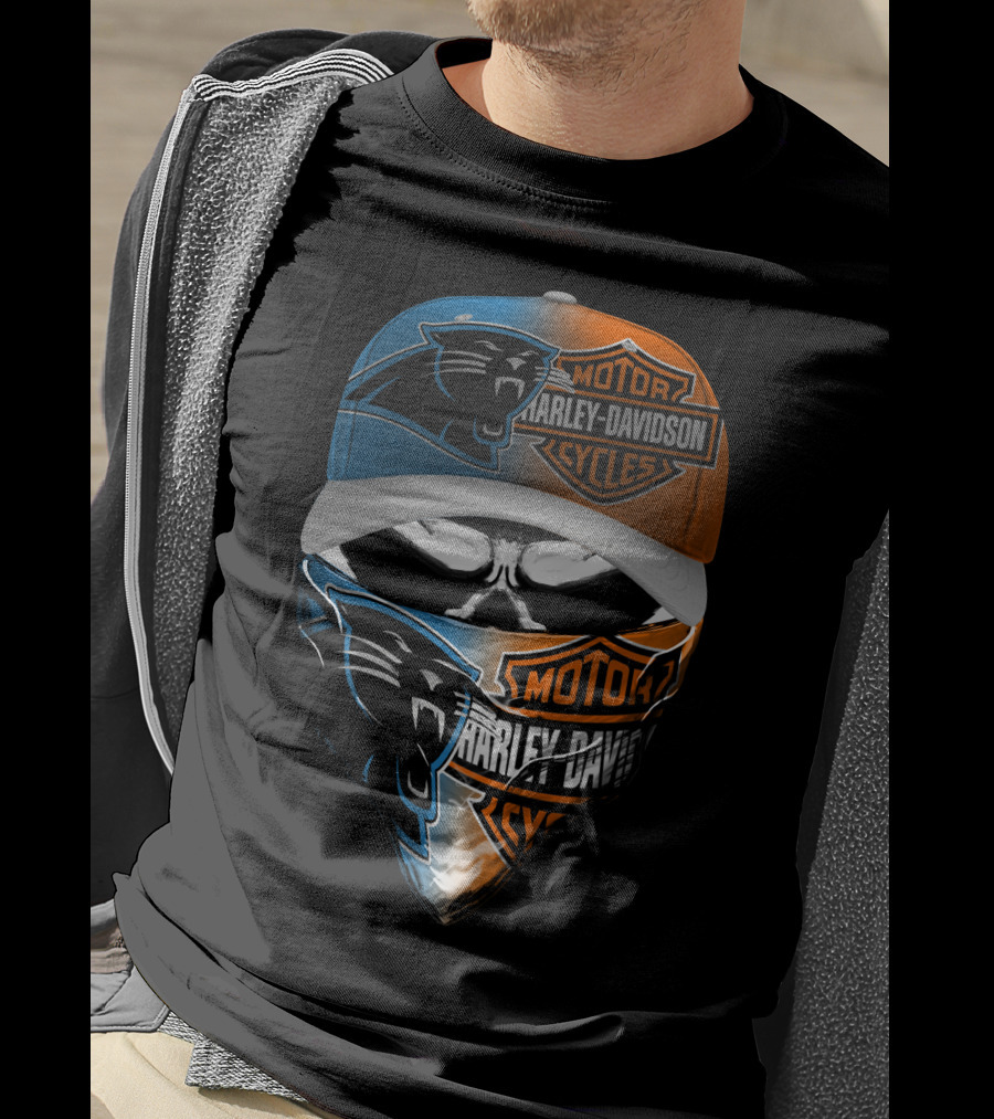 Carolina Panthers Harley Davidson Motorcycles Dual T-Shirt