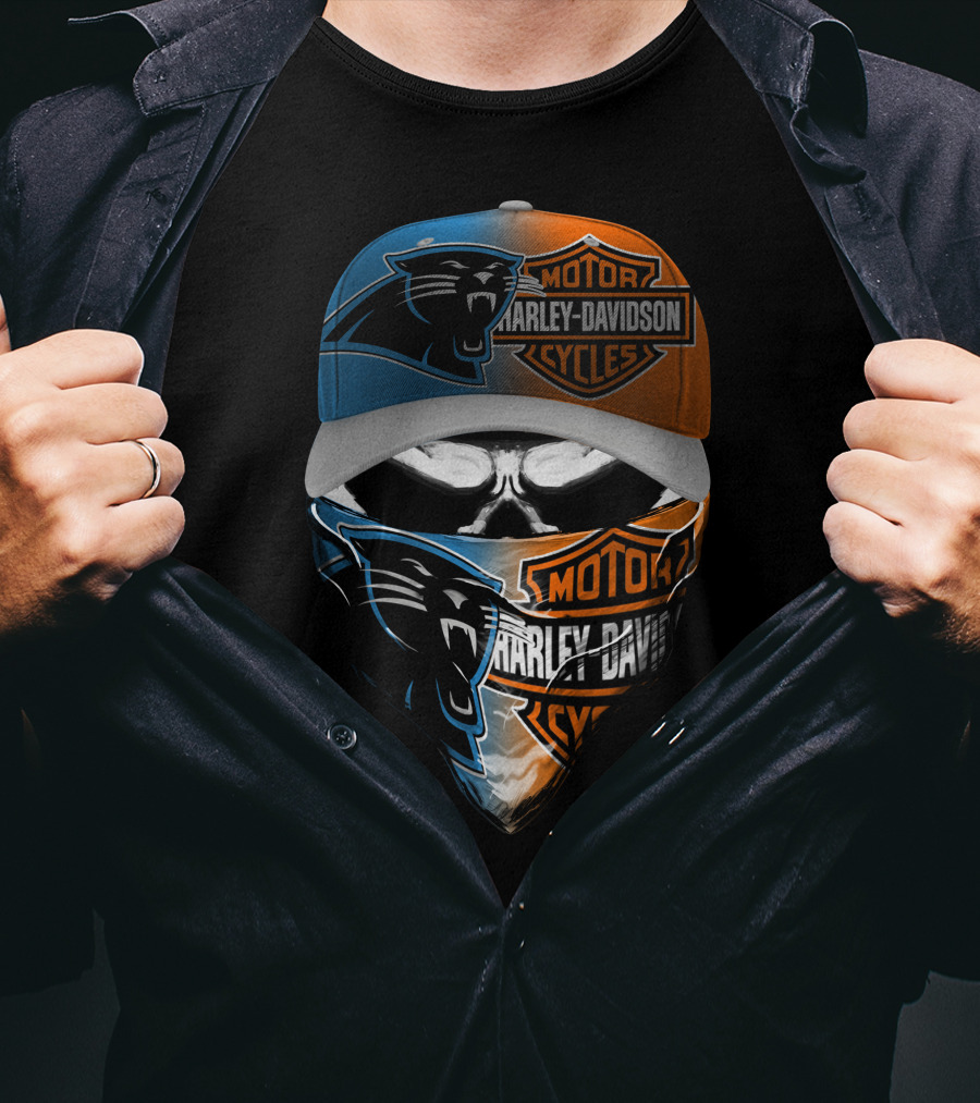 Carolina Panthers Harley Davidson Motorcycles Dual T-Shirt