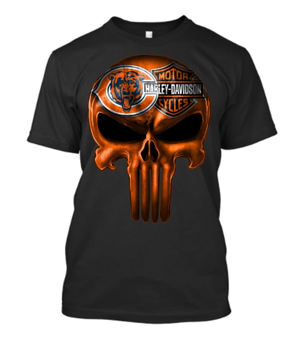 Chicago Bears Harley Davidson Punisher Skull T-Shirt