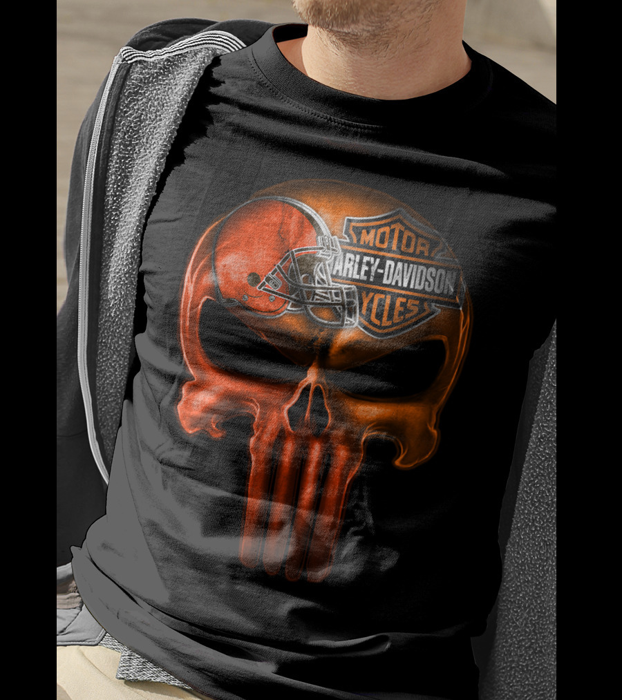 Harley Davidson Skull With Football Helmet T-Shirt