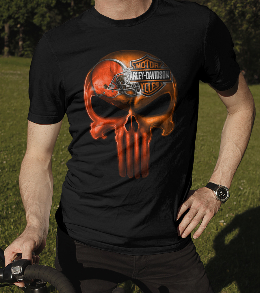 Harley Davidson Skull With Football Helmet T-Shirt