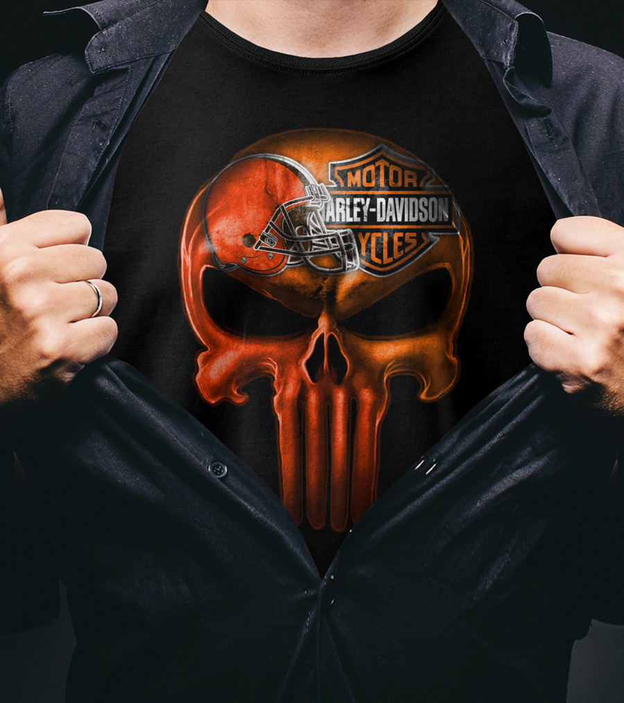 Harley Davidson Skull With Football Helmet T-Shirt