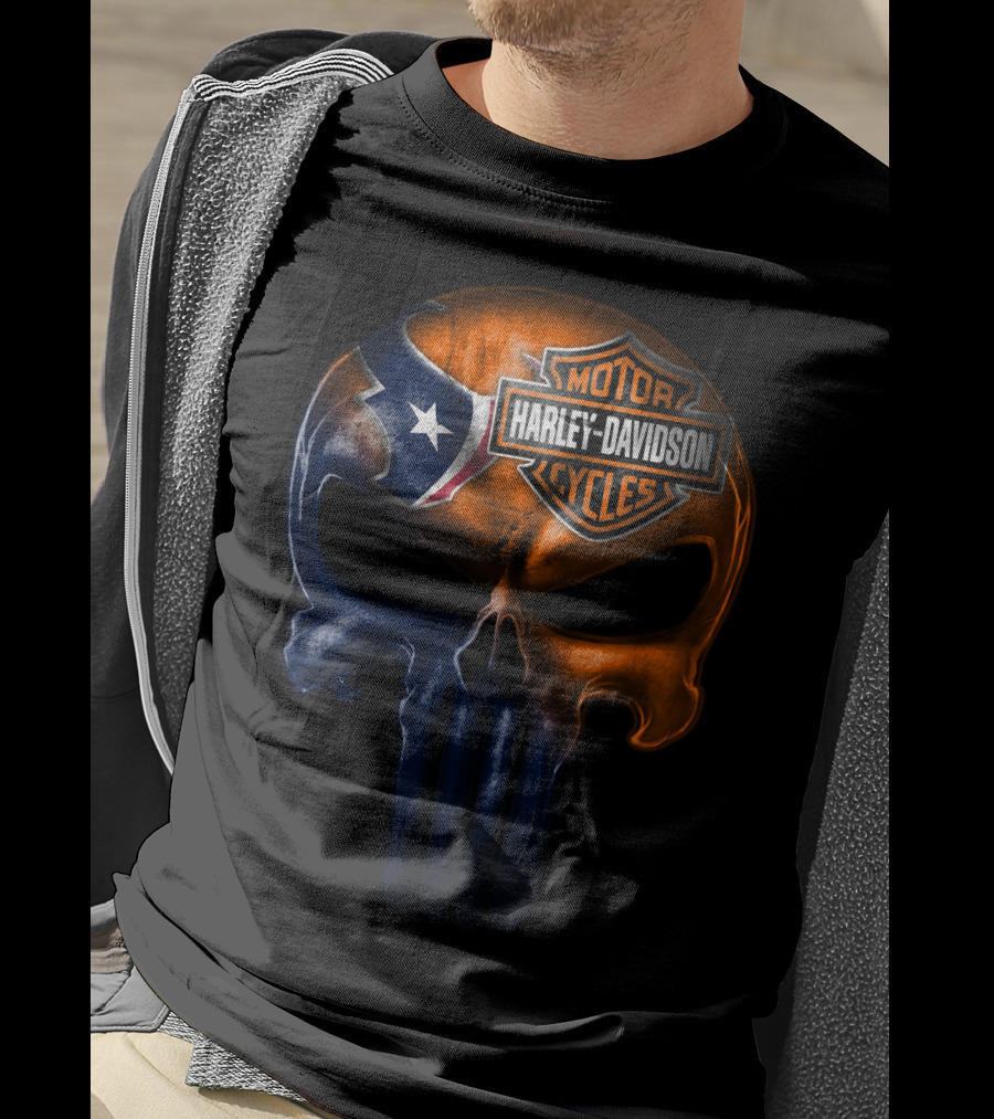 Houston Texans Harley Davidson Skull T-Shirt