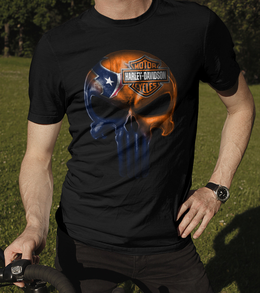 Houston Texans Harley Davidson Skull T-Shirt