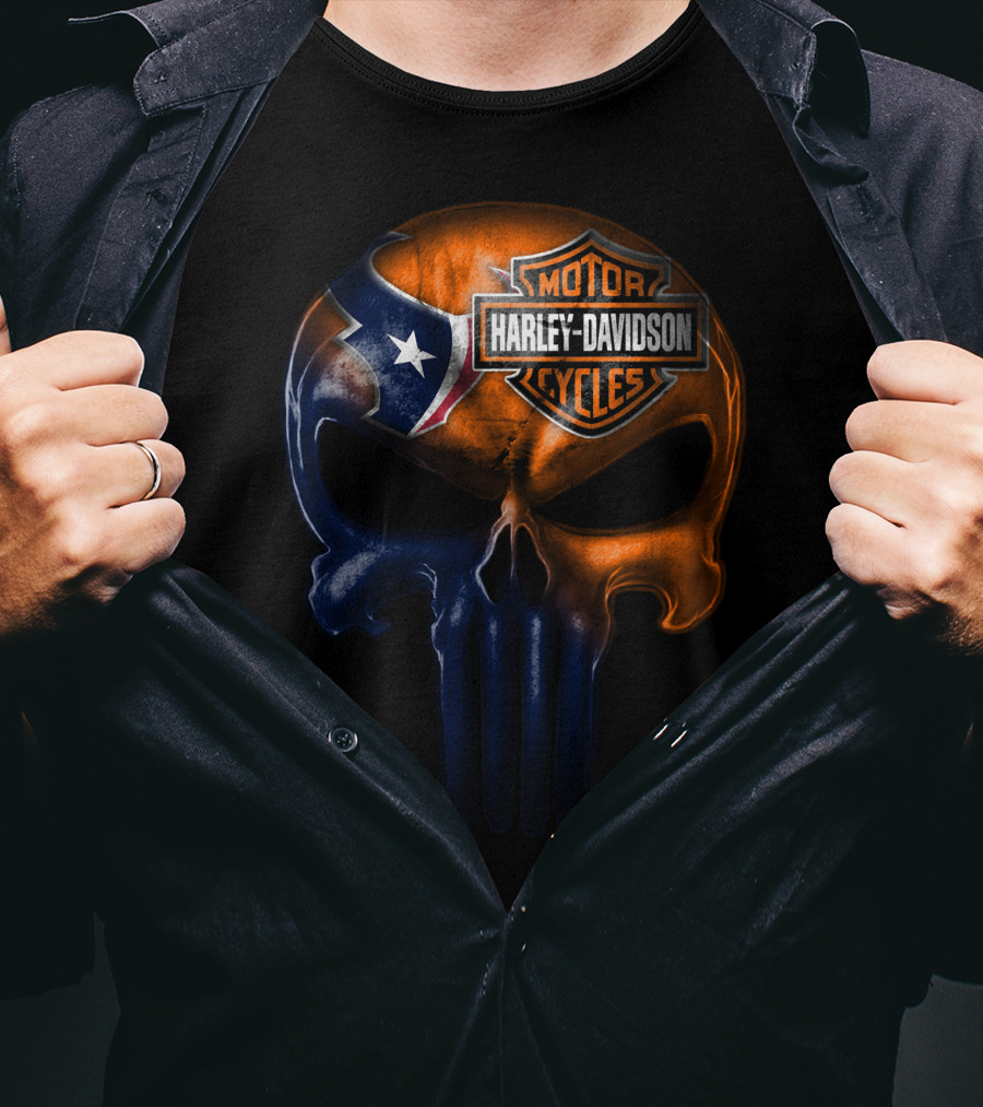 Houston Texans Harley Davidson Skull T-Shirt