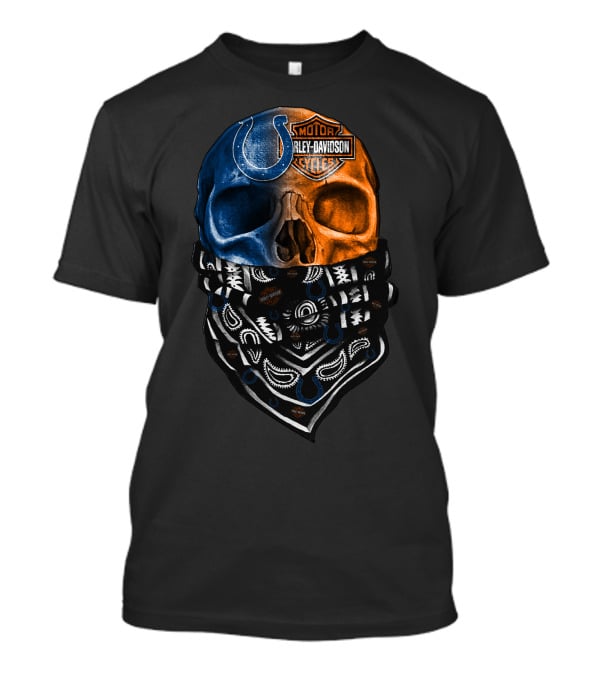 Indianapolis Colts Harley Davidson Skull Bandana T-Shirt