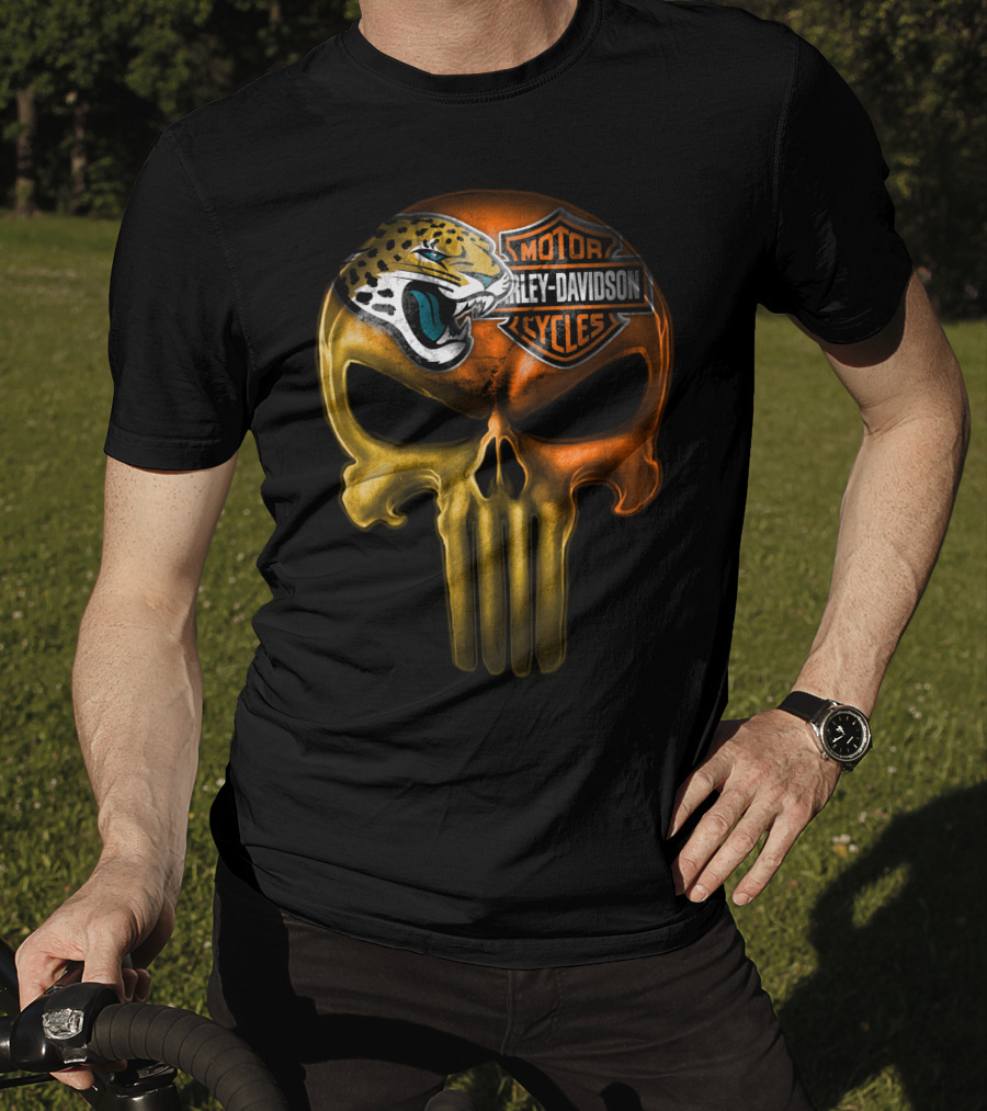 Jacksonville Jaguars Harley Davidson Skull T-Shirt