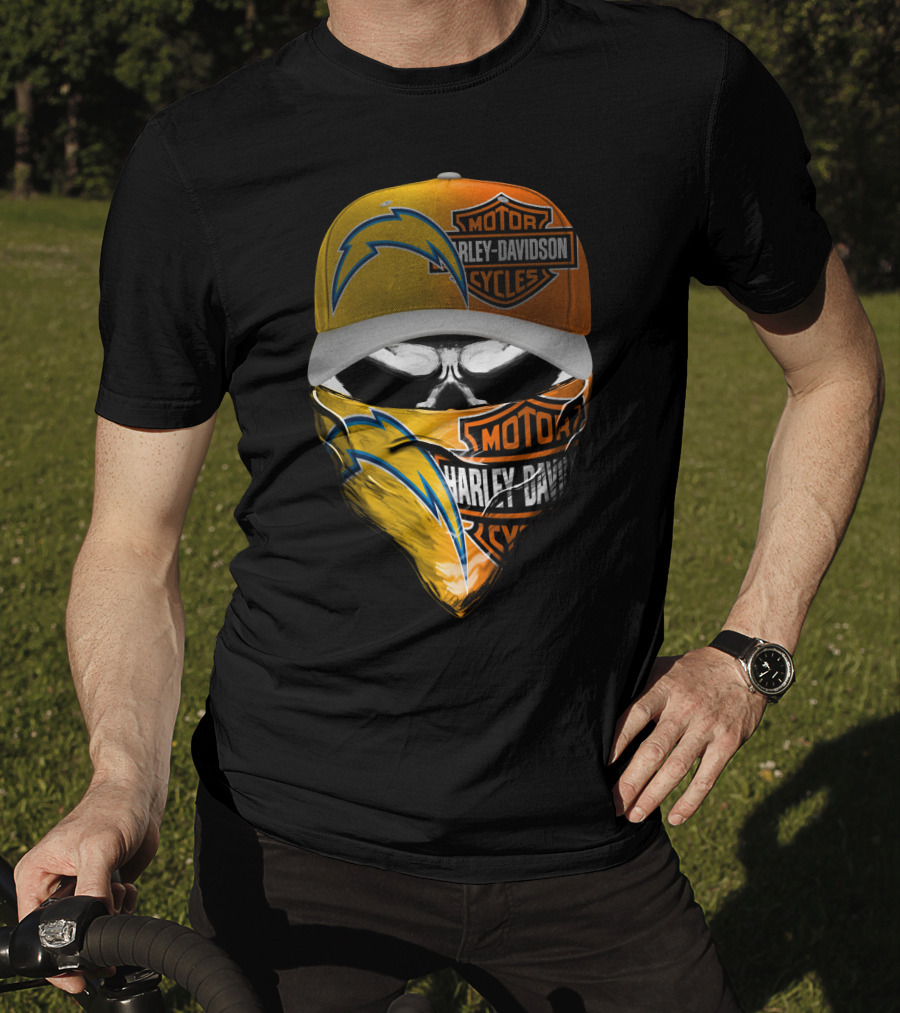 Motor Harley Davidson Los Angeles Chargers Skull T-Shirt